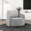 Modern Sleek Design Swivel Chair Cushion Seat Soft Gray Chenille Upholstered Plush Back Pillow Living Room Furniture 1pc - as Pic