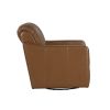 Luxurious Brown Swivel Chair Breathable Faux Leather Upholstered Channel Stitched Back Living Room Furniture 1pc - as Pic