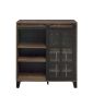Rustic Oak and Black Wine Cabinet with Door - as Pic
