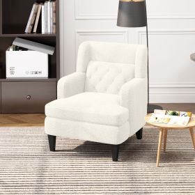 Upholstered Accent Chair Tufted Armchair for Living Room and Bedroom, Beige - as Pic