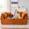 LY-029 ORANGE COMPRESSION SOFA: 4-seater combined sofa, Wood Grain Chenille fabric, full sponge compression sofa,combined sofa with 2 pillows