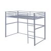 Metal Loft Bed Twin Size, Loft Bed Frame with Safety Guard Rails & Flat Ladder, Twin Loft Bed for Kids Teens Adults, Gray - Gray - Iron