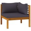 6 Piece Patio Lounge Set with Cushion Solid Acacia Wood - Grey