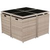 9 Piece Patio Dining Set with Cushions Poly Rattan Beige - Beige