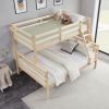 Twin over Full Bunk Bed with Ladder,Wooden Bunk Bed with High Guardrail and Ladder- Natural - Wood