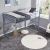 Metal Loft Bed Twin Size, Loft Bed Frame with Safety Guard Rails & Flat Ladder, Twin Loft Bed for Kids Teens Adults, Gray - Gray - Iron