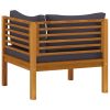 6 Piece Patio Lounge Set with Cushion Solid Acacia Wood - Grey