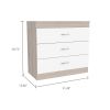 Zurich Three Drawers Dresser, Metal Hardware, Superior Top - Light Gray