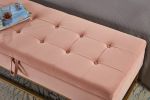 58.6" Bed Bench Metal Base with Storage Pink Velvet - as Pic