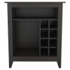 Essential Bar Cabinet; One Open Shelf; Six Built-in Wine Rack; One Drawer -Black - as Pic