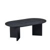 39.37 Inch Modern Coffee Table,MDF Oval Coffee Table for Living Room,Small Coffee Table with Sturdy Pedestal for Apartment,Bedroom - Black - MDF