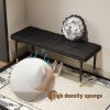 47*16 Inch Multifunctional Black Shoe Bench - Faux PU Cushion, Sturdy Metal Legs With Gold Accents