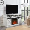 Modern Farmhouse TV Media Stand, Large Barn Inspired Home Entertainment Console, with 23" Fireplace Insert, for TV Up to 65'',White