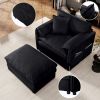 Oversized Deep Seat Sectional Sofa, Green Modern Chenille Cloud Couch, Large 3 Seater Modular Sofa with 3 Pillows,Black - as Pic