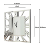 Mirrored Roman numerals decorative square glass large wall clock