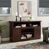 Retro TV Stand with Storage for TVs up to 65'' Mid Century Modern TV Stand & Entertainment Center with Shelf, 60"W*15.75"D*34.25"H - Espresso - MDF