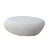 43.31''Fiberglass Elliptical Coffee Table for Living Room Vintage Table,Matte Rocks Table front of the Sofa - Beige - Fiberglass