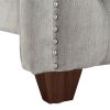 Marcella Upholstered Shelter Headboard Bed Set, King, Silver Grey Polyester - as Pic