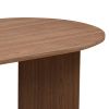 39.37 Inch Modern Coffee Table,MDF Oval Coffee Table for Living Room,Small Coffee Table with Sturdy Pedestal for Apartment,Bedroom - Walnut - MDF