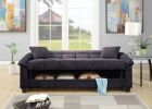Contemporary Living Room Adjustable Sofa Ebony Microfiber Couch Plush Storage Couch 1pc Futon Sofa w Pillows - as Pic
