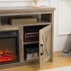 Farmhouse TV Media Stand, Large Barn Inspired Home Entertainment Console, with 18" Fireplace Insert, for TV Up to 65'' - Gray Wash