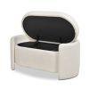 Fuji 43" Upholstered Oval Storage Bench, Ivory White Boucle - as Pic
