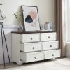 Modern Farmhouse 6-Drawer Chest of Drawers for Bedroom, Wooden Bedroom Drawer Dresser with 6 Storage Drawers,6 Drawer Dresser Chests- White