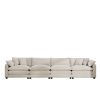 Modern Upholstered 4 Seater Fabric Sofa with Comfortable Back Cushions, Seat Cushions and Pillows, Light Beige Corduroy Sofa , - as Pic
