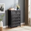 Modern 6 Drawers Dresser 6 Drawers Cabinet,Chest of Drawers Closet Organizers and Storage Clothes Storage Drawers Cabinet- Black