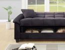 Contemporary Living Room Adjustable Sofa Ebony Microfiber Couch Plush Storage Couch 1pc Futon Sofa w Pillows - as Pic