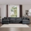 Corduroy Sofa , Modern Upholstered 4 Seater with 3 Footstools Corduroy Fabric Sofa , Office Living Room Apartment Comfortable Sofa