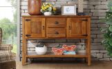 48'' Solid Wood Sideboard Console Table with 2 Drawers and Cabinets and Bottom Shelf, Retro Style Storage Dining Buffet Server Cabinet(Brown)