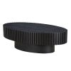 Modern Handcraft Drum Coffee Table Length 43.7 inch Ellipse Coffee Table for Living Room,Oval Small Coffee Table with Sturdy Pedestal - Matt Black