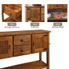 48'' Solid Wood Sideboard Console Table with 2 Drawers and Cabinets and Bottom Shelf, Retro Style Storage Dining Buffet Server Cabinet(Brown)