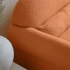 modern boucle accent chair with lumbar pillow for living room  - orange