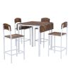 Farmhouse 5-piece Counter Height Drop Leaf Dining Table Set with Dining Chairs for 4pcs - Rustic Brown - Metal