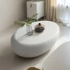 43.31''Fiberglass Elliptical Coffee Table for Living Room Vintage Table,Matte Rocks Table front of the Sofa - Beige - Fiberglass