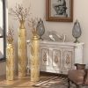 Metal decorative vases High distress metal center vases with growing vine patterns, set of 3 vases 34 ", 29 ", 25 "H, gold