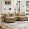 Extra Large and Deep Seat 3 - Seat U Shaped Sectional Sofa Couch With Storage Seats and Storage Ottomans, Modern Velvet 3 Seater Sofa