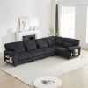 102.75*102.75" L-Shaped Modular Sectional Sofa, Modern Corduroy Sectional Sofa, Arm with Storage With Cup Holder
