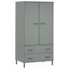 Wardrobe with Metal Legs Gray 35.4"x21.7"x67.9" Solid Wood OSLO - Gray
