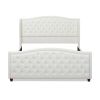 Marcella Upholstered Shelter Headboard Bed Set, King, Antique White Polyester - as Pic