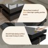 ON-TREND Modern High Gloss Coffee Table with 4 Drawers, Multi-Storage Square Cocktail Tea Table with Wood Grain Legs, 31.5''x31.5'', Black - as Pic