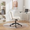 Bizerte Adjustable Swivel Criss-Cross Chair, Wide Seat/ Office Chair /Vanity Chair, White - as Pic