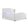 Marcella Upholstered Shelter Headboard Bed Set, King, Bright White Polyester - as Pic