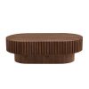 43.70 Inch Modern Handcraft Drum Coffee Table Oval Coffee Table for Living Room - Walnut - MDF