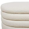 Fuji 49" Upholstered Oval Storage Bench, Ivory White Boucle - as Pic