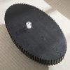 Modern Handcraft Drum Coffee Table Length 43.7 inch Ellipse Coffee Table for Living Room,Oval Small Coffee Table with Sturdy Pedestal - Matt Black