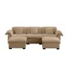 Extra Large and Deep Seat 3 - Seat U Shaped Sectional Sofa Couch With Storage Seats and Storage Ottomans, Modern Velvet 3 Seater Sofa