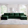 Big Deep Seat U-Shaped Corduroy Sectional 4 Seater Sofa Couch with 2 Storage Footstool and 4 Waist Pillows (Corduroy, Green) - as Pic